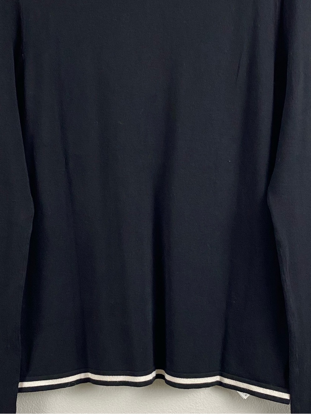 Mango MNG Contrast Tipped Long Sleeve Parker Cardigan Sweater | Black/Ivory - Picture 6 of 16